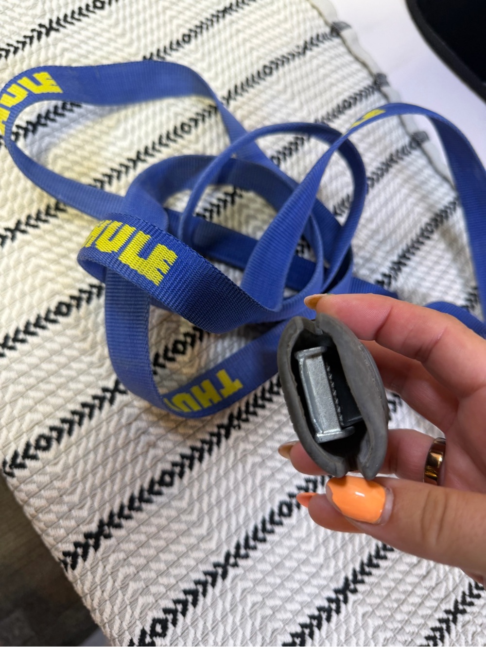 Thule Blue Strap with Yellow Logo and Gray Buckle two of them